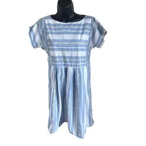 Backyard Buffalo Cotton Striped Dress Size M Short Sleeve Cottagecore feminine